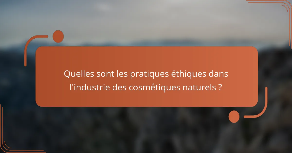 Quelles sont les pratiques éthiques dans l'industrie des cosmétiques naturels ?